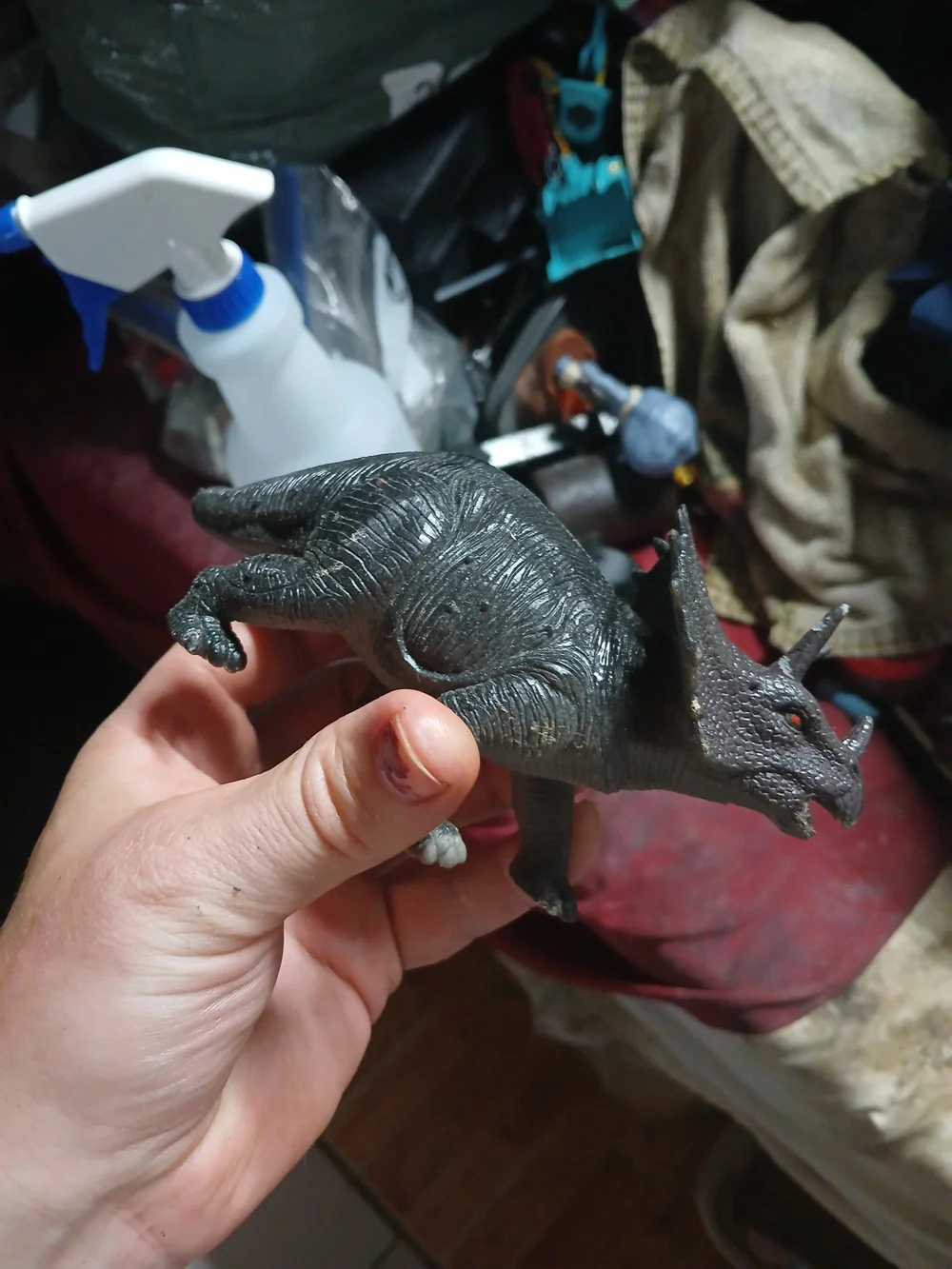 Gray Triceratops Action Figure Dinosaur Toy - Realistic Playset Piece
